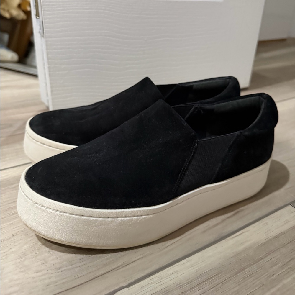 Vince Black Slip-On Platform Sneakers